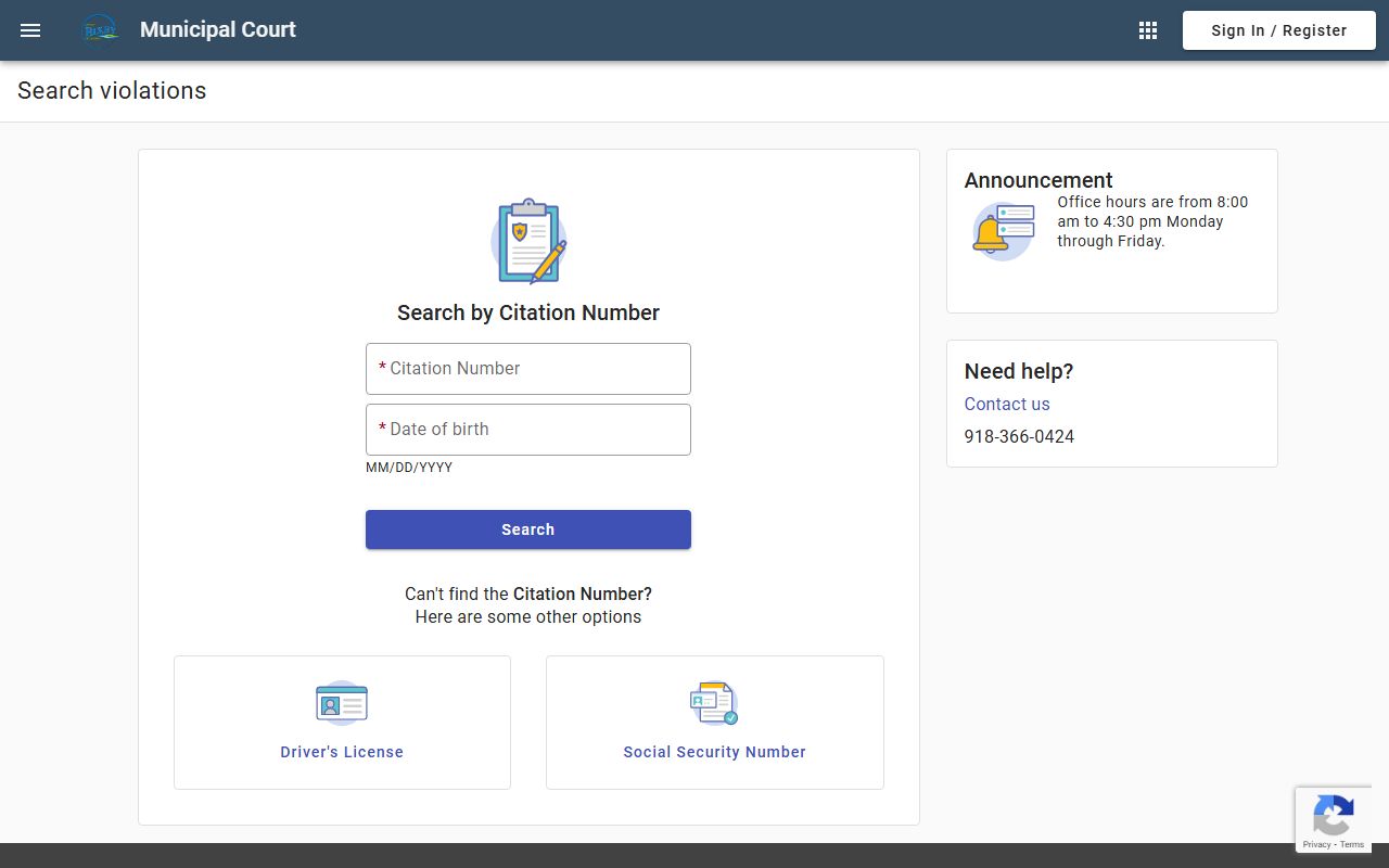 Bixby Municipal Court online case search for booking records