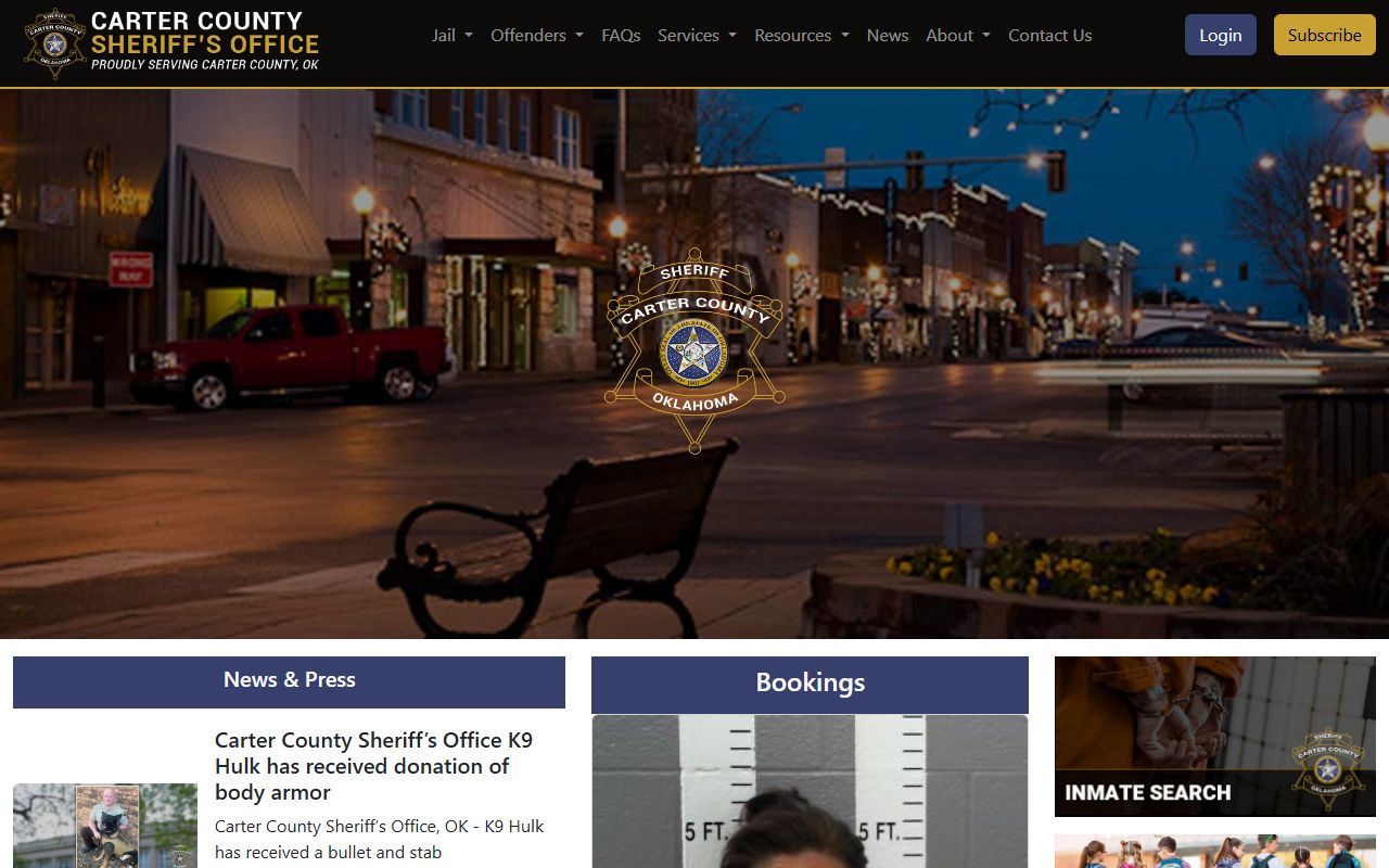 Carter County Sheriff office Ardmore booking reports