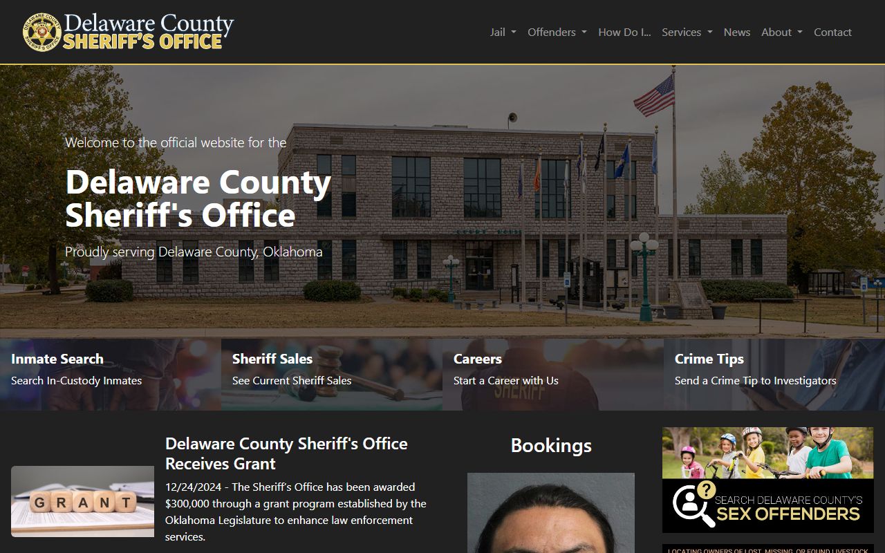 Delaware County Sheriff's Office website for booking reports