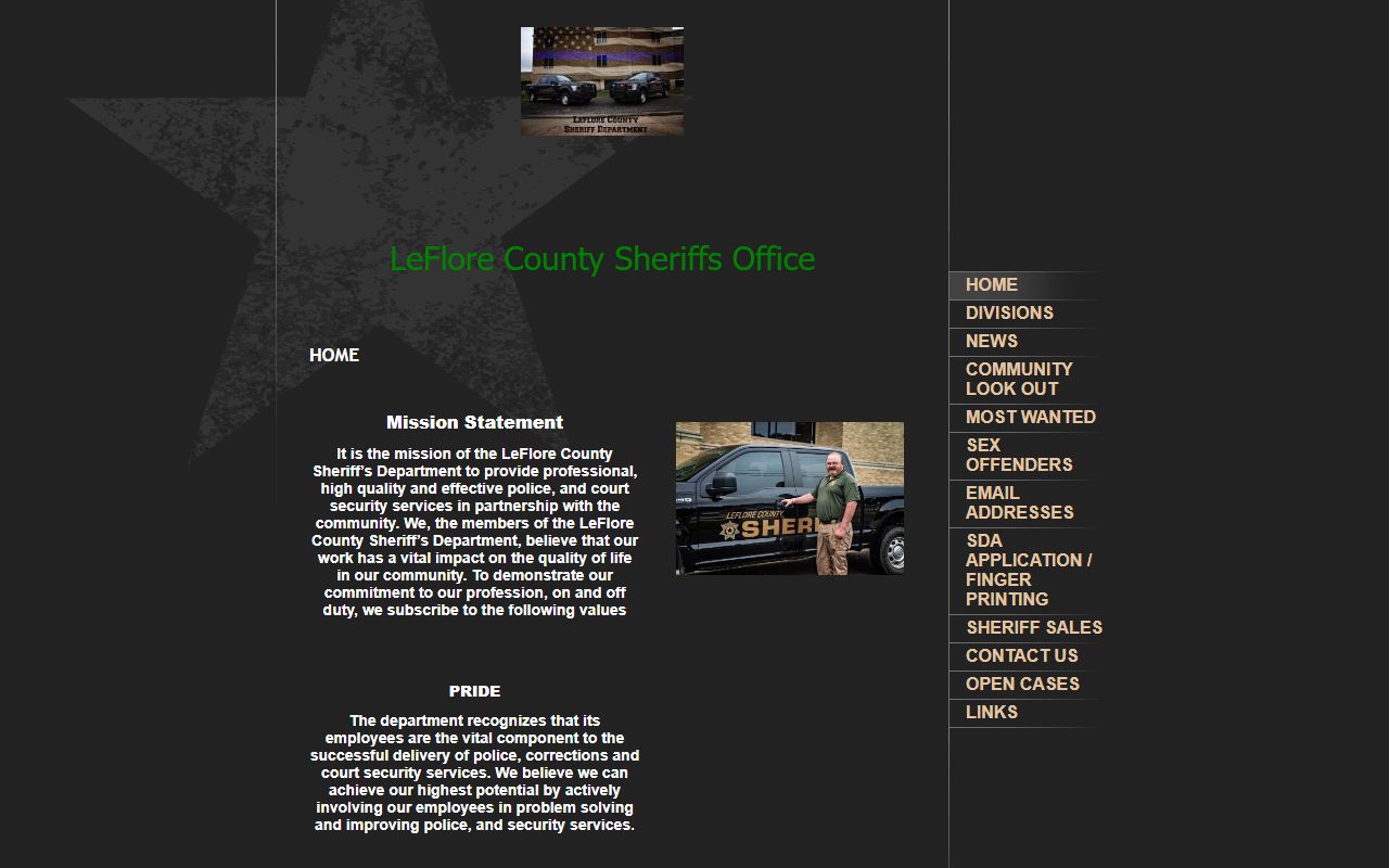LeFlore County Sheriff office website for Le Flore County booking reports