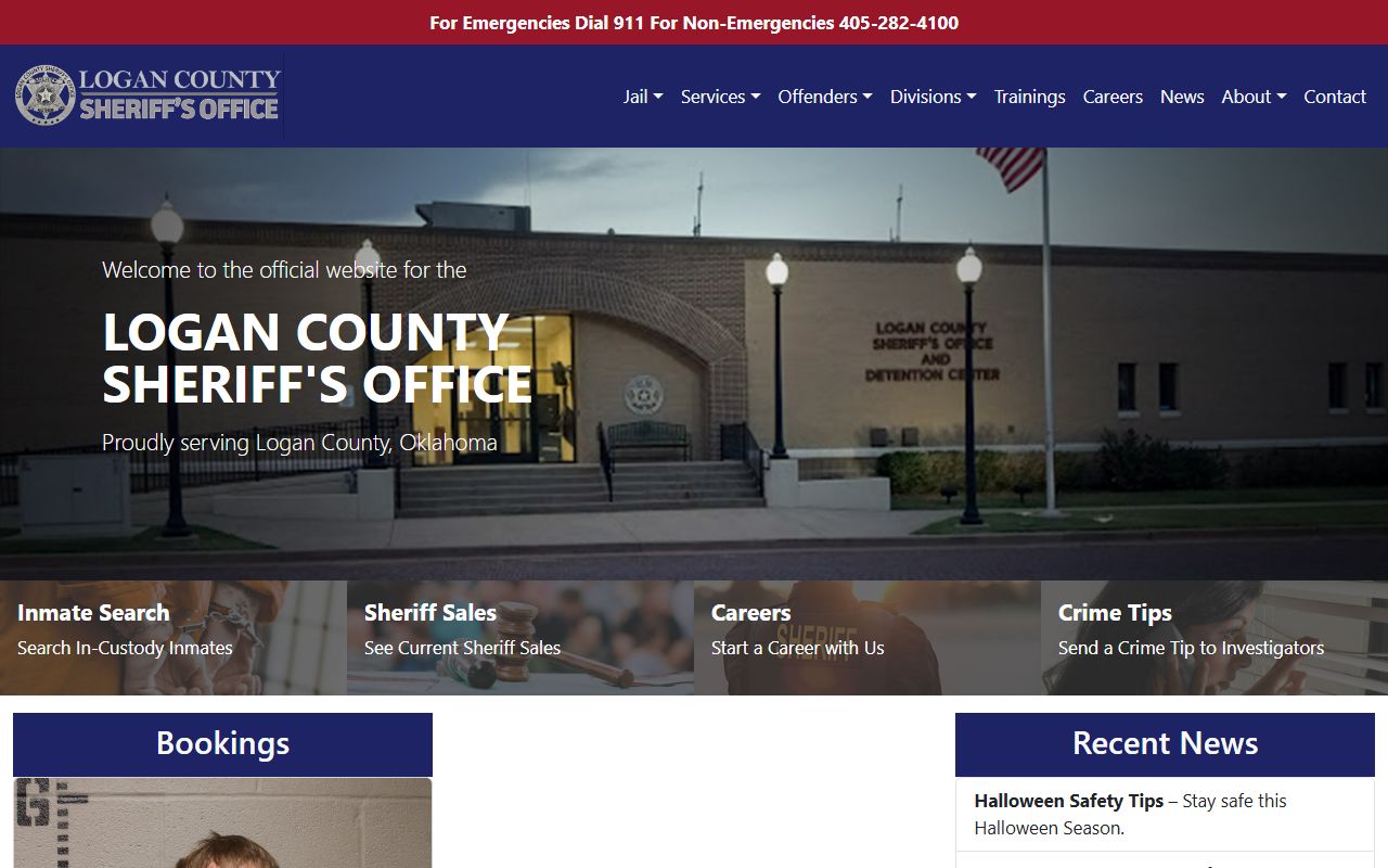 Logan County Sheriff office website for Logan County booking reports