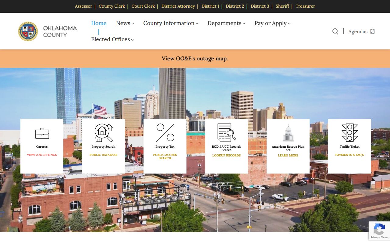 Oklahoma County inmate lookup search page for booking reports