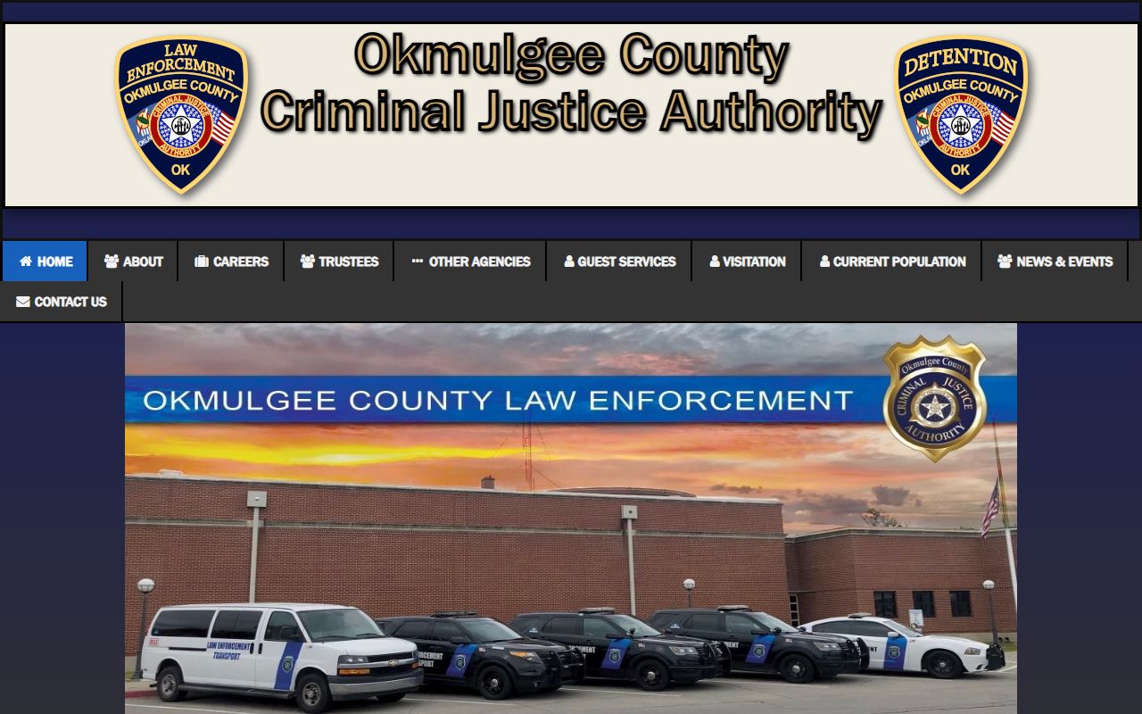 Okmulgee County Criminal Justice Authority website showing booking reports and inmate roster