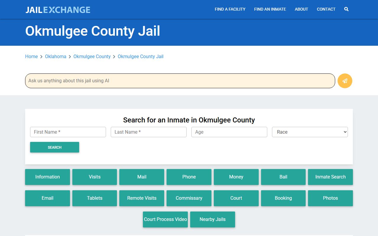 Okmulgee County jail facility information and booking details