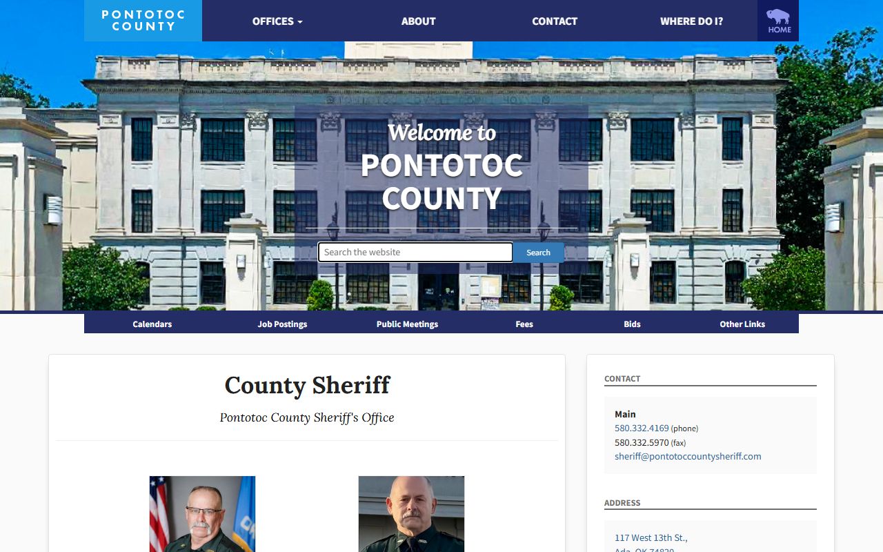 Pontotoc County Sheriff's Office department page on county website