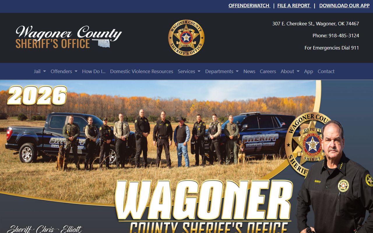 Wagoner County Sheriff's Office website for booking report lookups